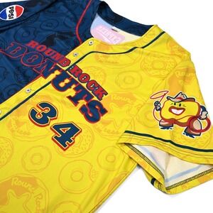 Round Rock‎ Express Donuts Baseball Jersey Mens XL Limited Ed. 34 Nolan Ryan Jr.